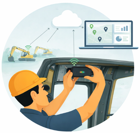 Worker affixing EZTrack device Worker affixing EZTrack device